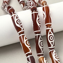 2-Глаза Нити бусин дзи в форме риса в тибетском стиле, природных бисера агат, окрашенная и подогревом, седло коричневый, 2 -eye, 29~30x9.5~10.5 мм, отверстие : 2~3 мм, около 10 шт / нитка, 11.38~11.61'' (28.9~29.5 см)