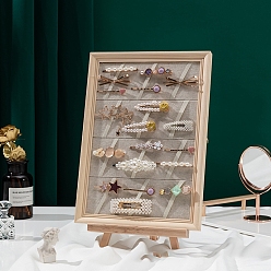 Светло-коричневый Настольная деревянная рамка для демонстрации заколок для волос, настенный органайзер для заколок для волос, покрытый бархатом, прямоугольные, загар, 32x23 см