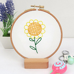 Flower DIY Embroidery Starter Kits, including Embroidery Fabric & Thread, Needle, Embroidery Hoops, Instruction Sheet, Flower, 184x184mm