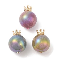 (52) Непрозрачная лаванда Подвески из бисера, со сплавом, корона, разноцветные, 35x25 мм, отверстие : 2 мм