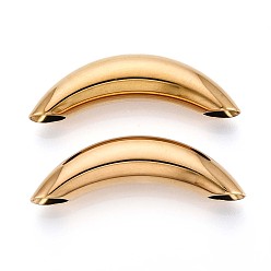 Настоящее золото 18K 304 шарики из нержавеющей стальной трубы, изогнутая трубка, ионное покрытие (ip), реальный 18 k позолоченный, 17x55x12 мм, отверстие : 8.5x9 мм
