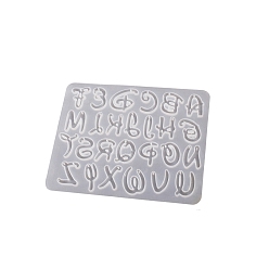 Белый Силиконовые формы для подвесок пищевого класса своими руками, формы для литья смолы, алфавит, белые, 145x182x5 мм