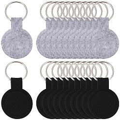 Mixed Color 30Pcs 2 Colors Polyester Keychains, with Alloy Rings, Flat Round, Platinum, Mixed Color, 78mm, 15pcs/color