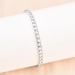 Прозрачный 316 браслеты-слайдеры из хирургической нержавеющей стали, с кубического циркония, прозрачные, 10-1/8 дюйм (25.6 см), ссылка: 4x4x3 mm