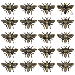 Bronce Antiguo 20 piezas de remaches decorativos de abejas de aleación de zinc, para monedero, , decoración de artesanía de cuero, Bronce antiguo, 26x37x6 mm