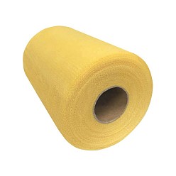 Pale Goldenrod Deco Mesh Ribbons, Tulle Fabric, Tulle Roll Spool Fabric For Skirt Making, Pale Goldenrod, 6 inch(15cm), about 100yards/roll(91.44m/roll)