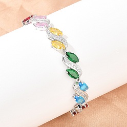 Разноцветный Теннисные браслеты из платиновой латуни с микропаве из кубических цирконий, браслеты для женщин, Дом глаз, со стеклом и застежками для часового ремешка, долговечный, красочный, 9-1/8x1/2 дюйм (23.1x1.3 см)