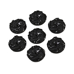 Black Opaque Resin Decoden Cabochons, Half Round, Black, 12x3mm
