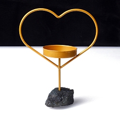 Сердце Металлические подсвечники, с натуральным лабрадоритовым цоколем, сердце, 170x70 мм