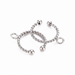 Stainless Steel Color Tarnish Resistant 304 Stainless Steel Ear Cuff Findings, with Loop, Stainless Steel Color, 16x13x1mm, Hole: 1.8mm