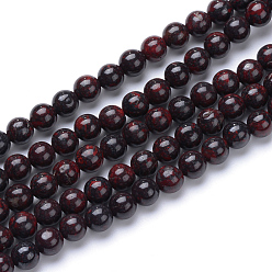 Bloodstone Natural Bloodstone Beads Strands, Heliotrope Stone Beads, Round, 4~4.5mm, Hole: 0.5mm, about 86pcs/strand, 15.3 inch