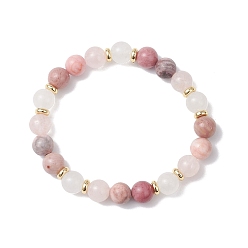 Смешанные камни Браслеты из натуральных смешанных круглых бусин из драгоценных камней для женщин, внутренний диаметр: 2~2-1/8 дюйм (5~5.3 см)