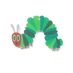 Зеленый Акриловые подвески, насекомое, зелёные, 23.5x33.5x2.3 мм, отверстие : 1.4 мм