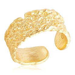 Golden 925 Sterling Silver Textured Chunky Open Cuff Ring for Women, Golden, US Size 5 1/4(15.9mm)