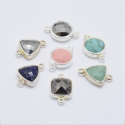 Платина Соединители звеньев из смеси глазури и граненого камня, с латунной найти, разнообразные, платина, 11~12x18~19x5~6 мм, отверстие : 1 мм