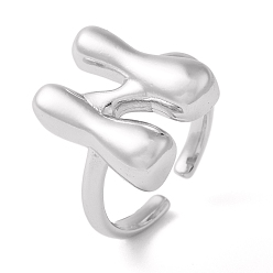 Letter N Латунное открытое кольцо-манжета для женщин с инициалами, без кадмия, без никеля и без свинца, Письмо N, 16.5x14.5 мм, регулируемый