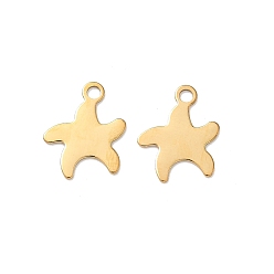 Морская звезда 304 прелести нержавеющей стали, ионное покрытие (ip), реальный 18 k позолоченный, морская звезда, 12.5x10.5x0.5 мм, отверстие : 1.6 мм
