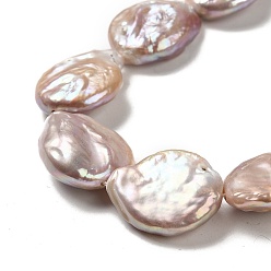 Tan Natural Keshi Pearl Beads Strands, Baroque Pearls, Cultured Freshwater Pearl, Oval, Tan, 20.5~22.5x18.5~19x6.5~8mm, Hole: 0.8mm, about 18pcs/strand, 15.94 inch(40.5cm)