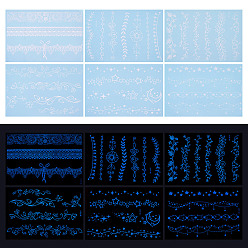 Mixed Shapes 6 feuilles de papier lumineux autocollants de tatouage, rectangle, formes mixtes, 15.3x11x0.02 cm