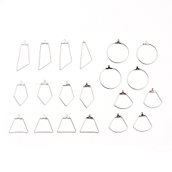 Нержавеющая Сталь Цвет Устойчивые к потускнению 304 подвески из нержавеющей стали, обручание серьги, ромб и трапеция и сектор и кольцо и трапеция, цвет нержавеющей стали, 21 датчик, 64x63x20 мм, Около 20 шт / коробка