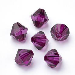 Purple Transparent Acrylic Beads, Bicone, Purple, 8x7.5mm, Hole: 2mm, about 2640pcs/500g