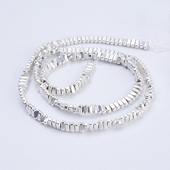 с Покрытием Серебра Гальванизировать немагнитных синтетический гематит бисер пряди, матовые, прямоугольные, со серебряным покрытием, 4x2x2 мм, отверстие : 1 мм, около 207 шт / нитка, 15.5 дюйм (39.5 см)