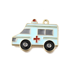 Бледно-бирюзовый Подвески из сплава с эмалью медицинской тематики, талисман скорой помощи, золотые, бледные бирюзовая, 22.5x30.5x2 мм, отверстие : 1.8 мм