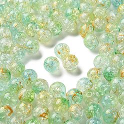 Светло-зеленый Прозрачных бусин акриловые треск, волочильных стиле, круглые, два тона, светло-зеленый, 10x9.5 мм, отверстие : 2 мм, 909 шт / 500 г