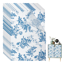 Blue Gift Wrapping Paper, Flower Pattern, Blue, 700x500x0.1mm, 12pcs/set