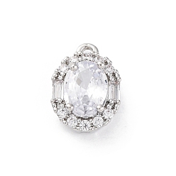 Oval Латунные микропаве прозрачные подвески с фианитом, без кадмия, без никеля и без свинца, смешанные формы, овальные, 14x9.5x6 мм, отверстие : 1.4 мм