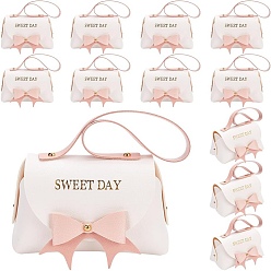 White PU Leather Candy Gift Handbags, Candy Case with Ribbon for Wedding Party, White, 33.5x25.9x0.1cm