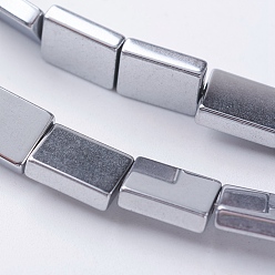 Platinum Plated PVD Vacuum Plating Electroplate Non-magnetic Synthetic Hematite Beads Strands, Grade A, Rectangle, Platinum Plated, 8x6x2mm, Hole: 1mm, about 50pcs/strand, 15.7 inch(40cm)