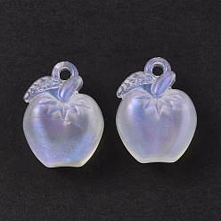 Clear Transparent Acrylic Pendants, Glitter Powder, Teachers' Day, Apple Charms, Clear, 25x18.5x12mm, Hole: 2.8mm, about 172pcs/500g
