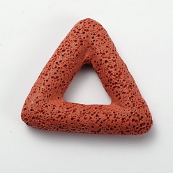 Tomato Synthetic Lava Rock Big Triangle Pendants, Dyed, Tomato, 51x56x11mm, Hole: 18x20mm