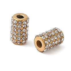 Кристалл Ионное покрытие (ip) 304 шарики из нержавеющей стали, со стразами, колонка, золотые, кристалл, 11x7 мм, отверстие : 3 мм