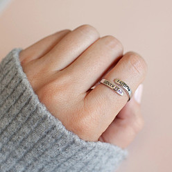 Античное Серебро Кольца-манжеты из цинкового сплава с верою против страха, античное серебро, внутренний диаметр: регулируемый