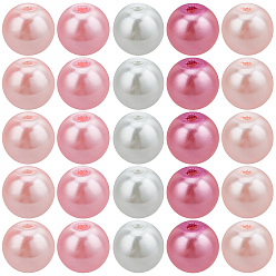 Mixed Color 200Pcs 5 Colors Baking Paint Pearlized Glass Pearl Round Beads for DIY Stretch Bracelets Making kit, with 1Roll Beading Elastic Thread, Mixed Color, 8~9mm, Hole: 1mm