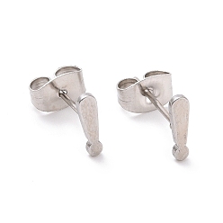Stainless Steel Color Non-Tarnish 304 Stainless Steel Exclamation Point Stud Earrings for Women Men, Stainless Steel Color, 8x2mm, Pin: 0.7mm