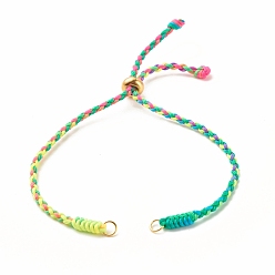 Colorful Braided Nylon Thread Braided Cord Bracelet, with Ion Plating(IP) 202 Stainless Steel Beads, for Slider Bracelets Making, Colorful, 5-3/8 inch(13.5cm), 0.25cm