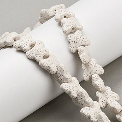 Белый Бусы из натуральной лавы, окрашенные, бабочка, белые, 13.5x12x6.5 мм, отверстие : 1 мм, около 35 шт / нитка, 13.78~13.98'' (35~35.5 см)