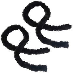 Черный 2 шт. рулон ткани из искусственного меха и синели для украшения рождественской елки или изготовления бантов для венков, чёрные, 2000x2 мм