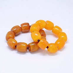 Goldenrod Resin Imitation Amber Beads Stretch Bracelets, Column, Goldenrod, 2-3/8 inch(62mm)