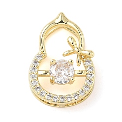 Настоящее золото 18K Латунные микро проложить кубического циркония подвески, без кадмия и без свинца, Горлянка, реальный 18 k позолоченный, 17x12x5.5 мм, отверстия: 1x6 мм / 3x6.5 мм