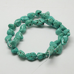 Magnesite Chips Natural Magnesite Beads Strands, Dyed & Heated, 11~16x10~20mm, Hole: 1mm, 15.5 inch