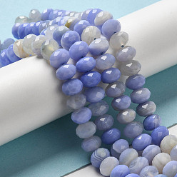 Cornflower Blue Natural Banded Agate/Striped Agate Beads Strands, Dyed & Heated, Faceted Rondelle, Cornflower Blue, 8x5mm, Hole: 1mm, about 72pcs/strand, 15.28''(38.8cm)