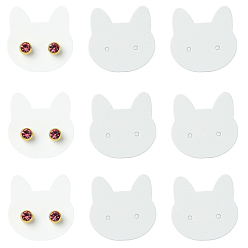 Белый 100карточки для демонстрации бумажных сережек в форме кошки, белые, 3.5x3.5x0.03 см, отверстие : 2 мм
