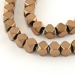 с Покрытием Меди Гальванизировать немагнитных синтетический гематит нитей бисера, многоугольник, с медным покрытием, 8x8 мм, отверстие : 1 мм, около 49 шт / нитка, 15.3 дюйм