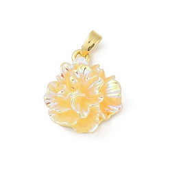 Светло-хаки Подвески из латуни с уф-покрытием, цветок, cmолой, радужный, стойки покрытие, долговечный, без свинца и без кадмия, реальный 18 k позолоченный, светлый хаки, 18x16x8 мм, отверстие : 5x2 мм