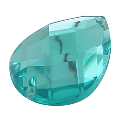 Голубой Шить на горный хрусталь, акриловые горный хрусталь, два отверстия, аксессуары для одежды, голубой, слеза, шириной около 20 мм, 30 мм длиной, толщиной 5.5 мм , отверстие : 1 мм