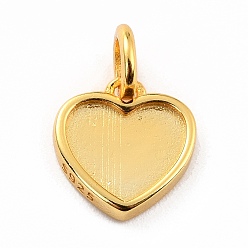 Golden 925 Sterling Silver Pendant Chabochon Settings, Heart, Golden, 10x10x2.1mm, Inner Diameter: 3.5mm, Hole: 5.5x1.1mm